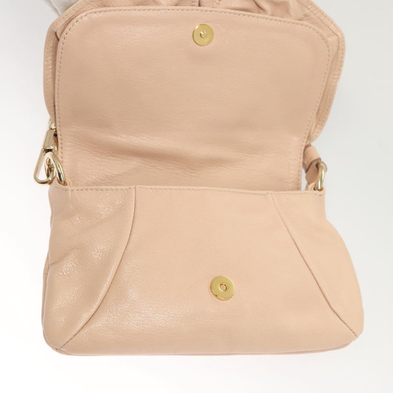 SAINT LAURENT Accessory Pouch Leather Beige Gold Auth 121746