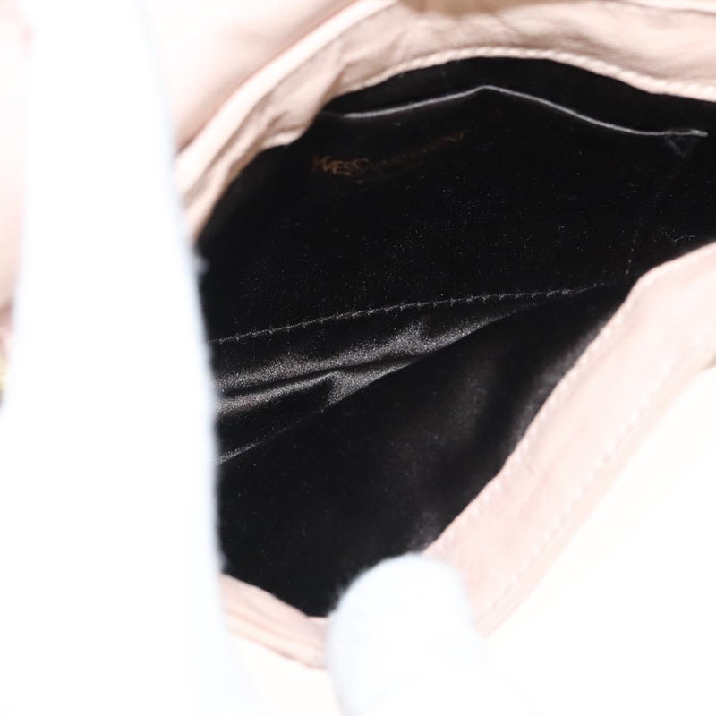 SAINT LAURENT Accessory Pouch Leather Beige Gold Auth 121746