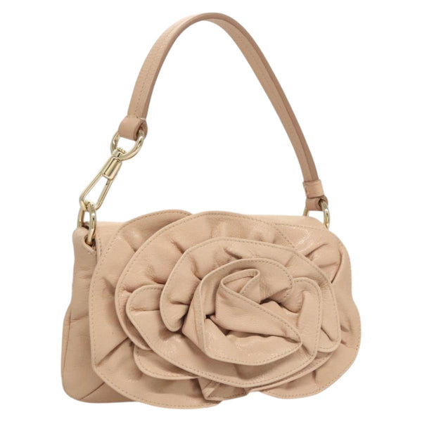 SAINT LAURENT Accessory Pouch Leather Beige Gold Auth 121746