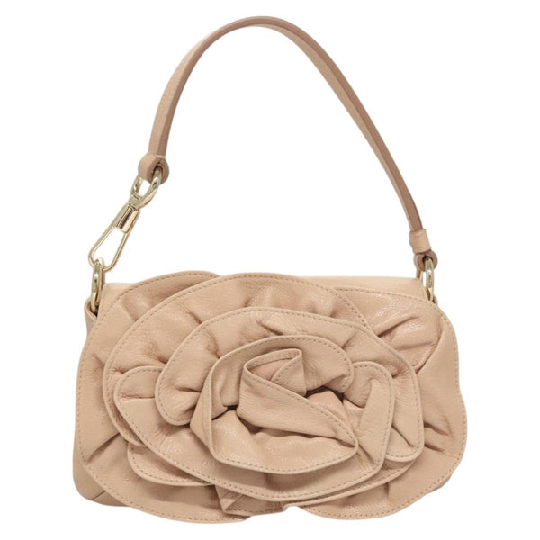 SAINT LAURENT Accessory Pouch Leather Beige Gold Auth 121746