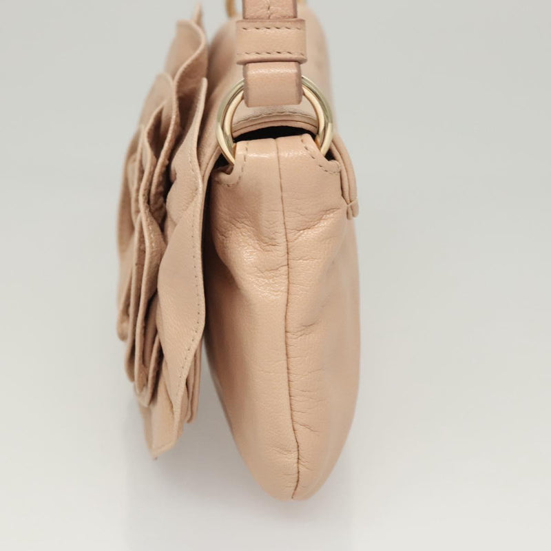 SAINT LAURENT Accessory Pouch Leather Beige Gold Auth 121746