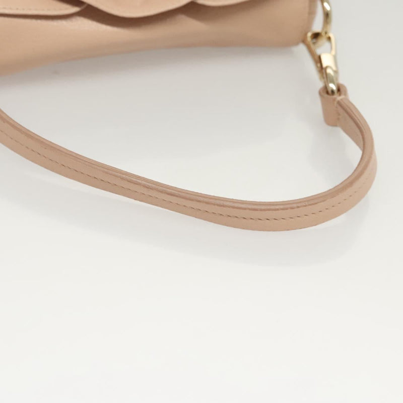 SAINT LAURENT Accessory Pouch Leather Beige Gold Auth 121746