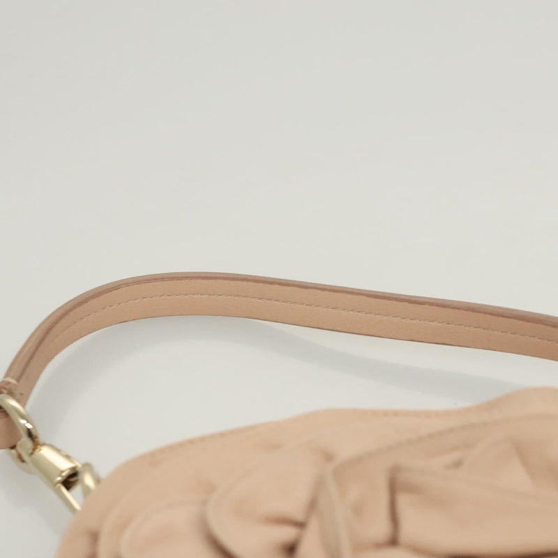 SAINT LAURENT Accessory Pouch Leather Beige Gold Auth 121746
