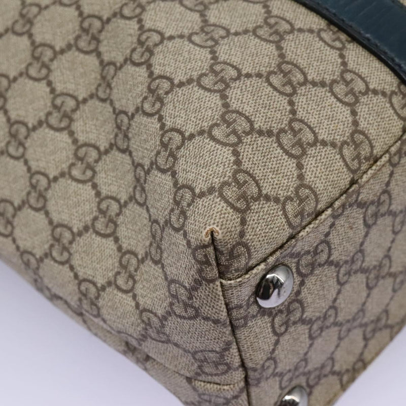 GUCCI GG Supreme Tote Bag PVC Beige Silver 114288 Auth ac3736