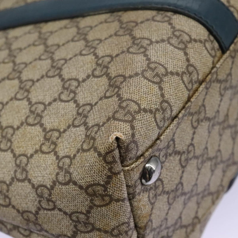GUCCI GG Supreme Tote Bag PVC Beige Silver 114288 Auth ac3736
