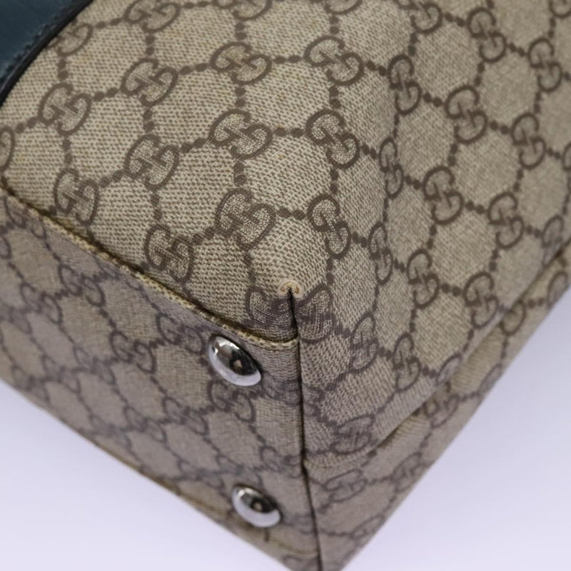GUCCI GG Supreme Tote Bag PVC Beige Silver 114288 Auth ac3736