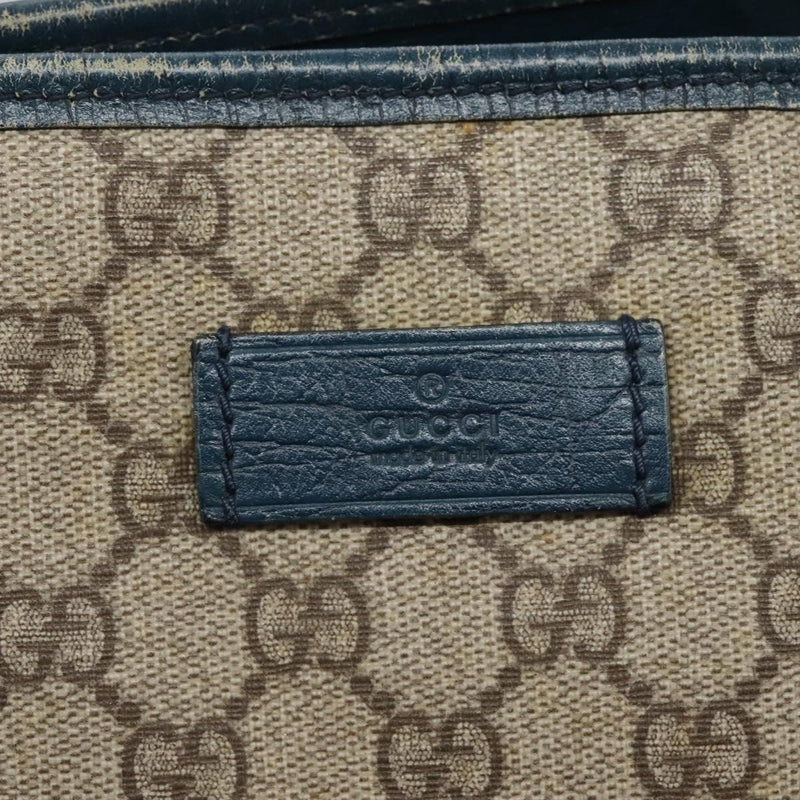 GUCCI GG Supreme Tote Bag PVC Beige Silver 114288 Auth ac3736