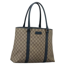 GUCCI GG Supreme Tote Bag PVC Beige Silver 114288 Auth ac3736
