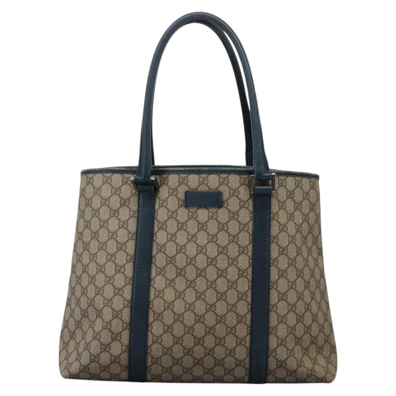GUCCI GG Supreme Tote Bag PVC Beige Silver 114288 Auth ac3736