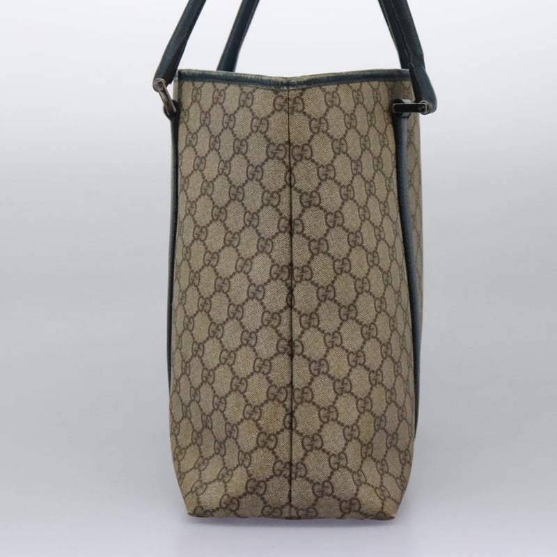 GUCCI GG Supreme Tote Bag PVC Beige Silver 114288 Auth ac3736