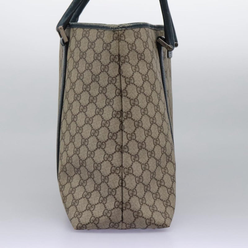 GUCCI GG Supreme Tote Bag PVC Beige Silver 114288 Auth ac3736