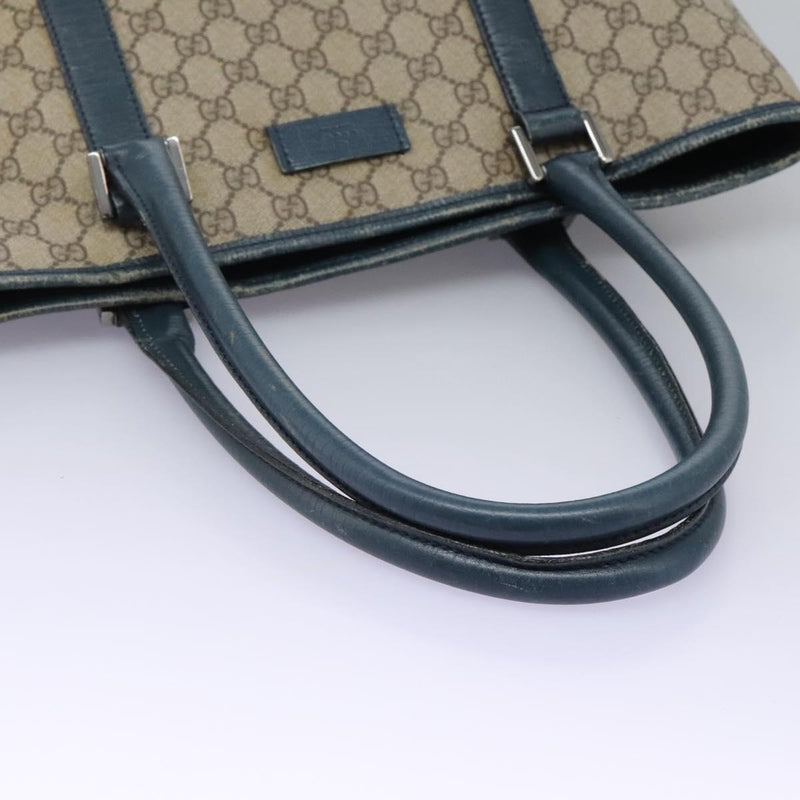GUCCI GG Supreme Tote Bag PVC Beige Silver 114288 Auth ac3736
