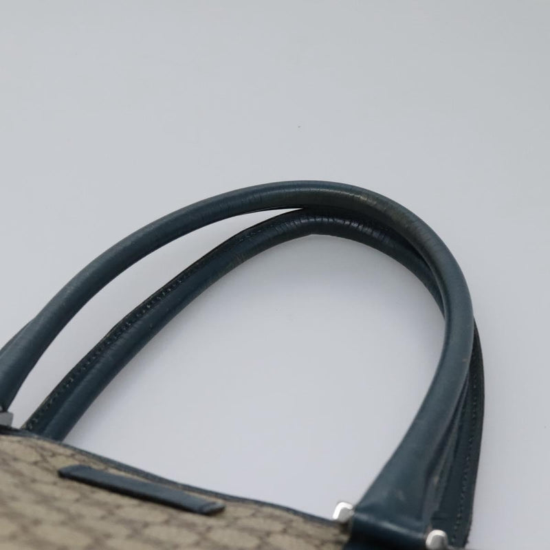 GUCCI GG Supreme Tote Bag PVC Beige Silver 114288 Auth ac3736