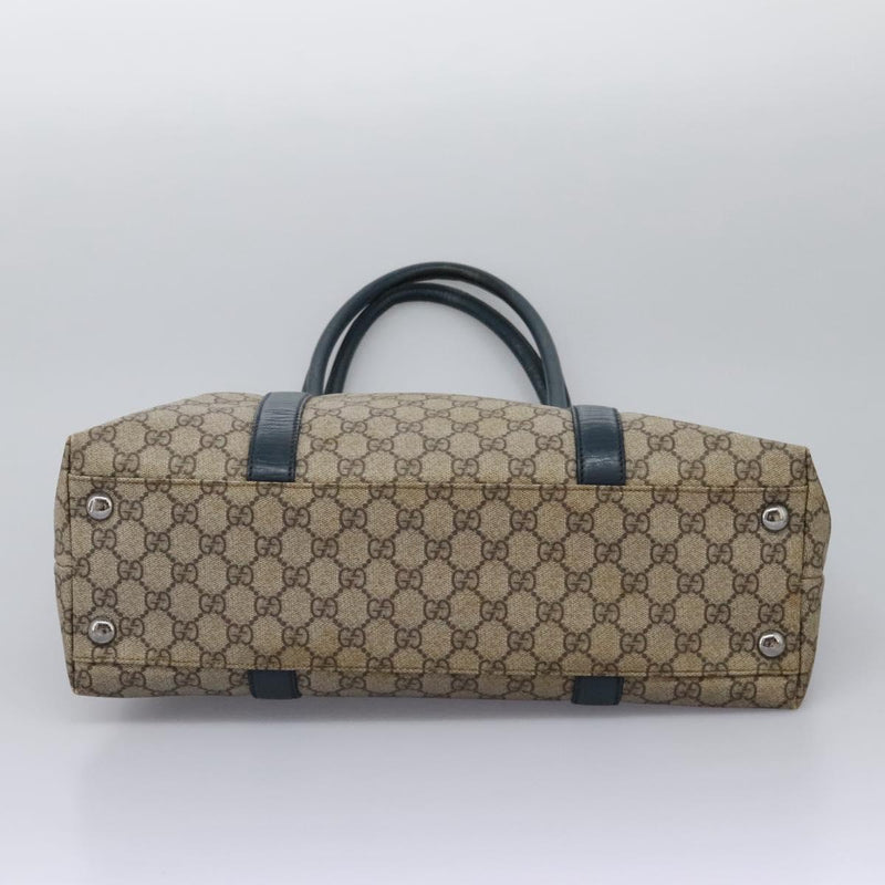 GUCCI GG Supreme Tote Bag PVC Beige Silver 114288 Auth ac3736