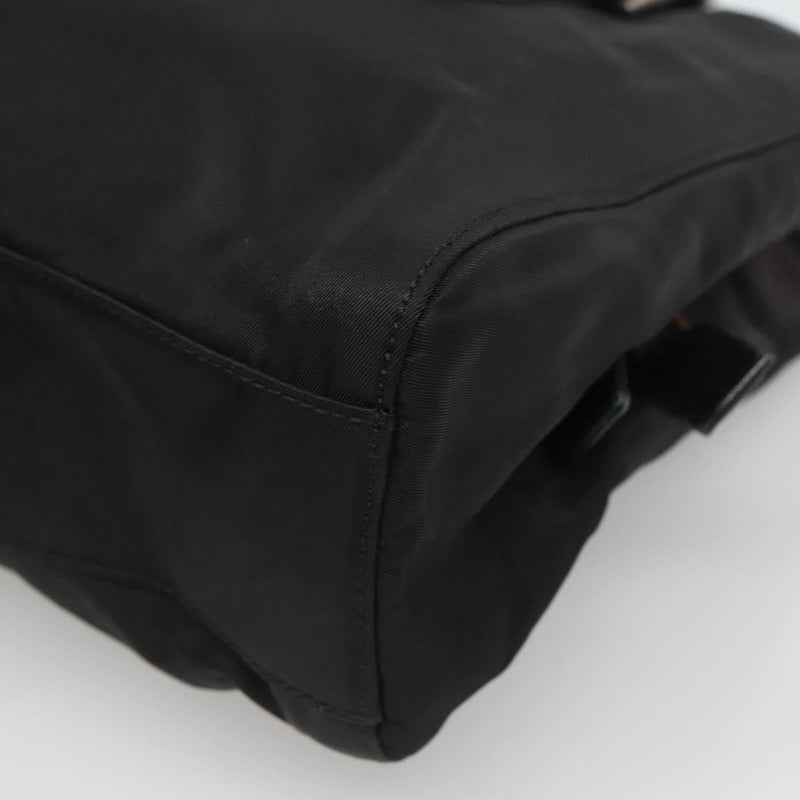 PRADA Chain Shoulder Bag Nylon Black Auth ac3740