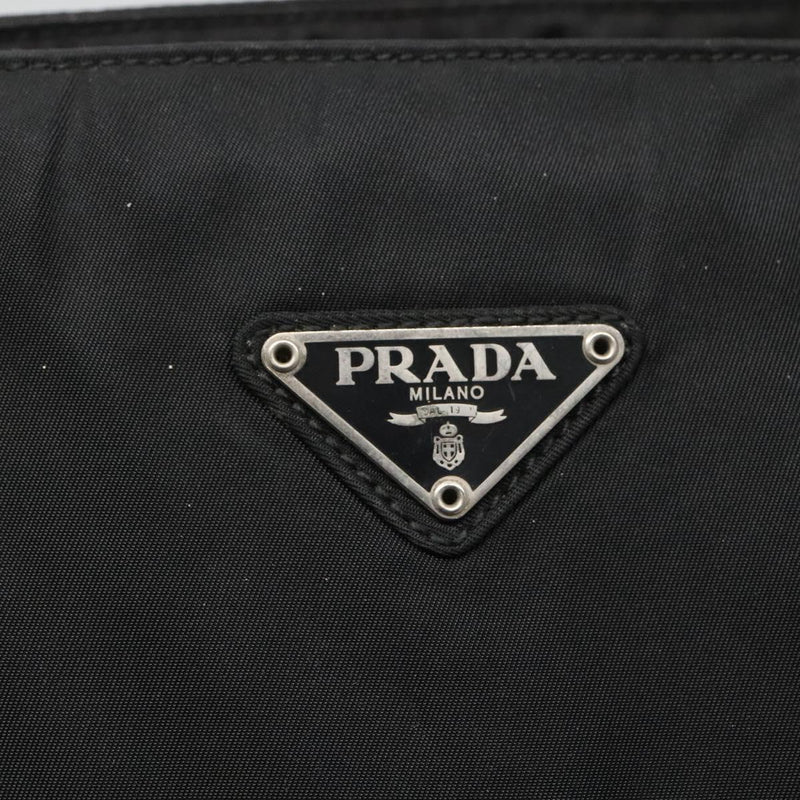 PRADA Chain Shoulder Bag Nylon Black Auth ac3740