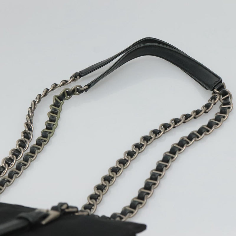 PRADA Chain Shoulder Bag Nylon Black Auth ac3740
