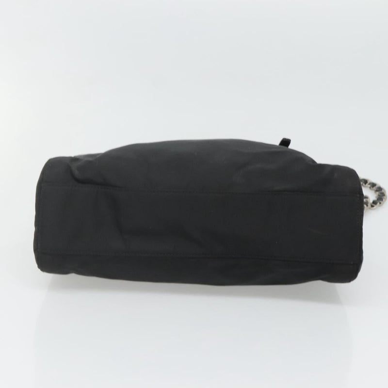 PRADA Chain Shoulder Bag Nylon Black Auth ac3740