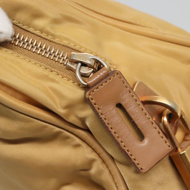 PRADA Hand Bag Nylon Gold Yellow Auth ac3741