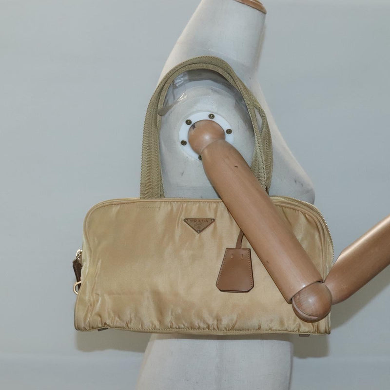 PRADA Hand Bag Nylon Gold Yellow Auth ac3741