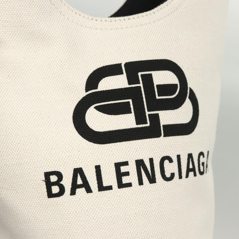 BALENCIAGA Wave XS Hand Bag Canvas 2way White 619979 Auth ac3745