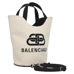BALENCIAGA Wave XS Hand Bag Canvas 2way White 619979 Auth ac3745