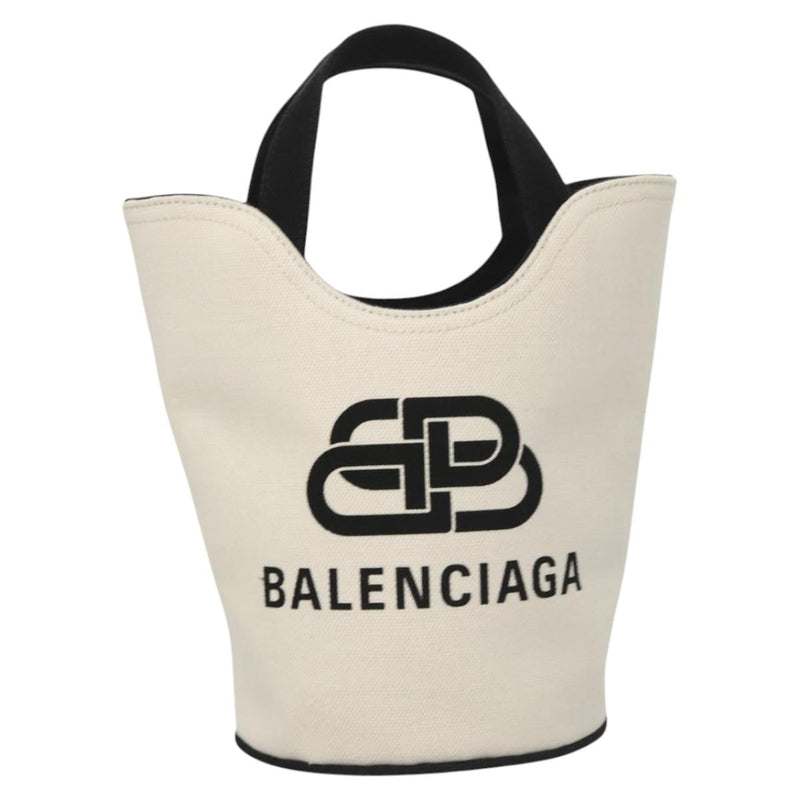 BALENCIAGA Wave XS Hand Bag Canvas 2way White 619979 Auth ac3745