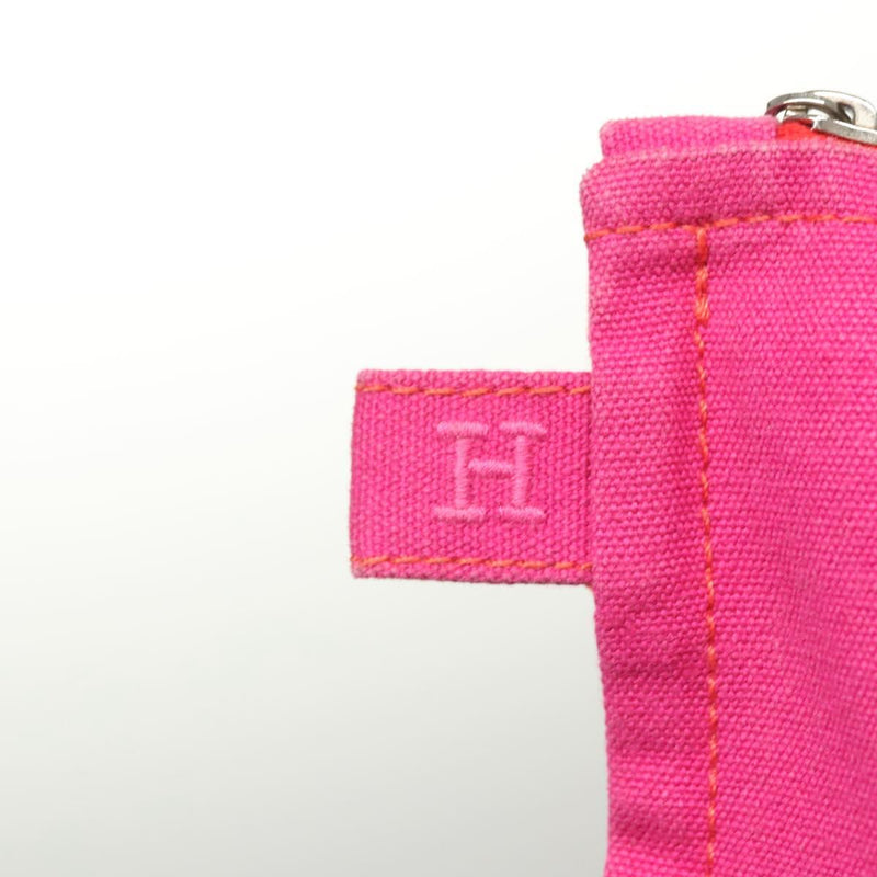 HERMES Bora Bora Pouch MM Pouch Canvas Pink Silver Auth ac3752