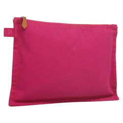 HERMES Bora Bora Pouch MM Pouch Canvas Pink Silver Auth ac3752