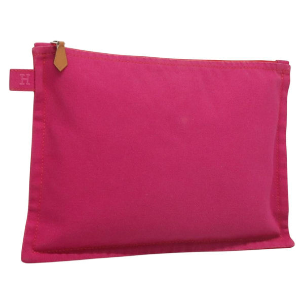 HERMES Bora Bora Pouch MM Pouch Canvas Pink Silver Auth ac3752