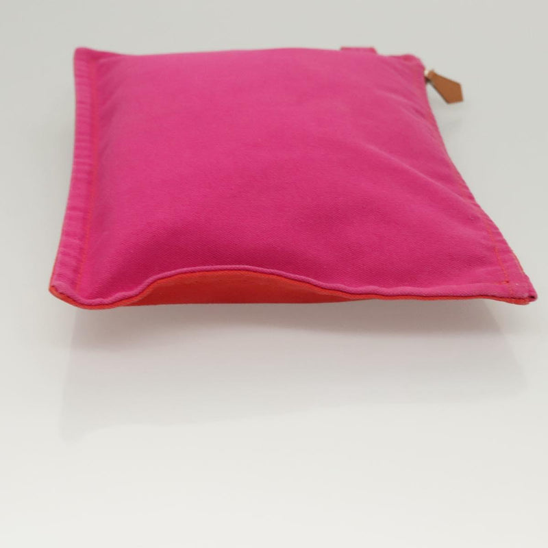 HERMES Bora Bora Pouch MM Pouch Canvas Pink Silver Auth ac3752