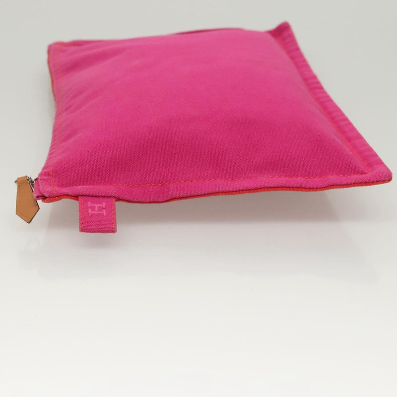 HERMES Bora Bora Pouch MM Pouch Canvas Pink Silver Auth ac3752