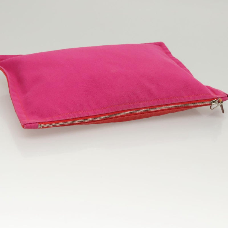 HERMES Bora Bora Pouch MM Pouch Canvas Pink Silver Auth ac3752