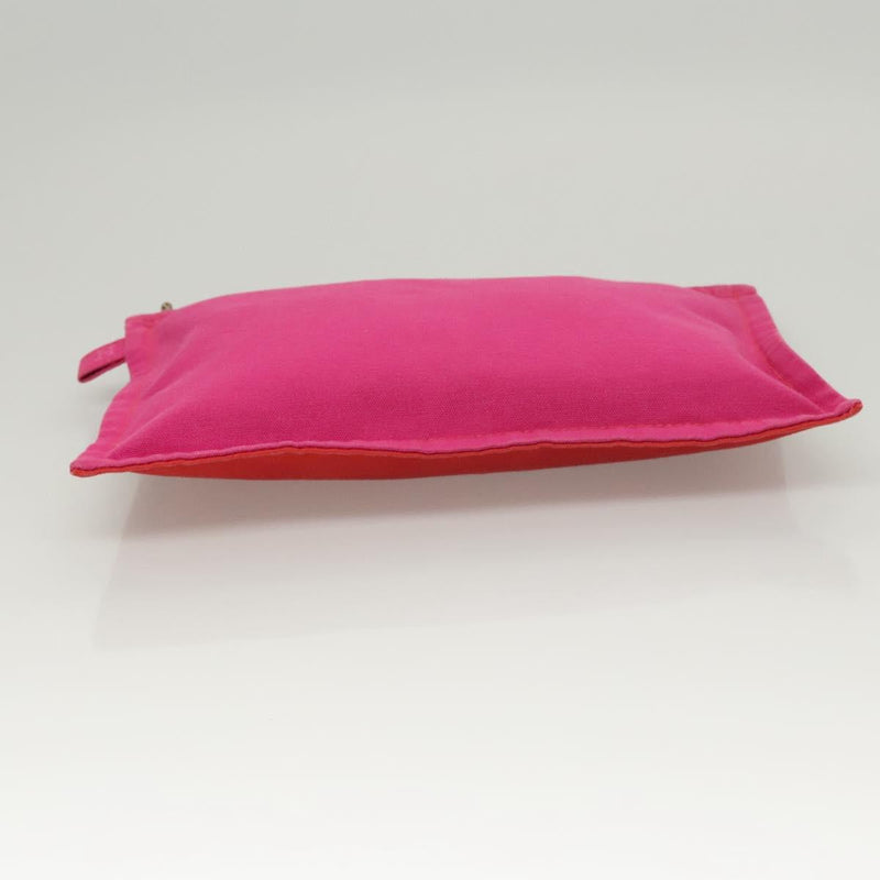 HERMES Bora Bora Pouch MM Pouch Canvas Pink Silver Auth ac3752
