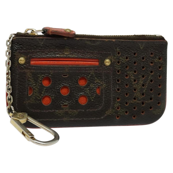 LOUIS VUITTON Monogram Perfo Pochette Cles Coin Purse Orange M95222 Auth ac3778