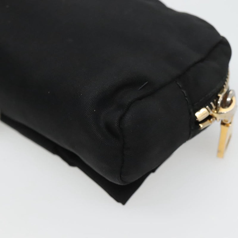 PRADA Pouch Nylon Black Gold Auth ac3805