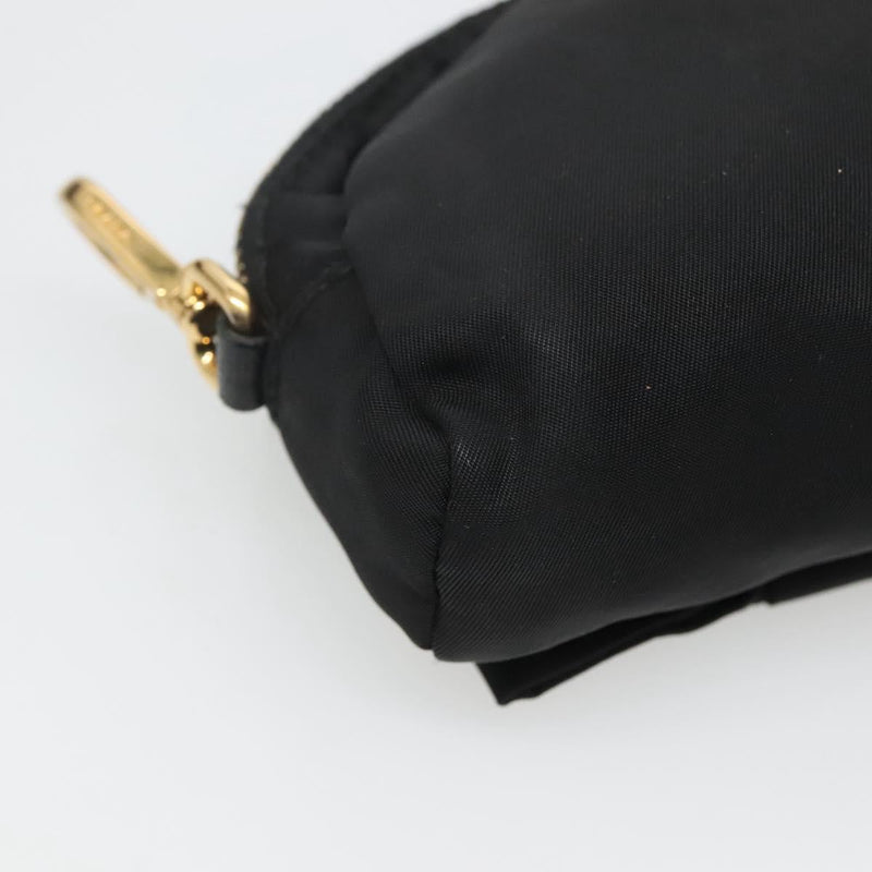 PRADA Pouch Nylon Black Gold Auth ac3805