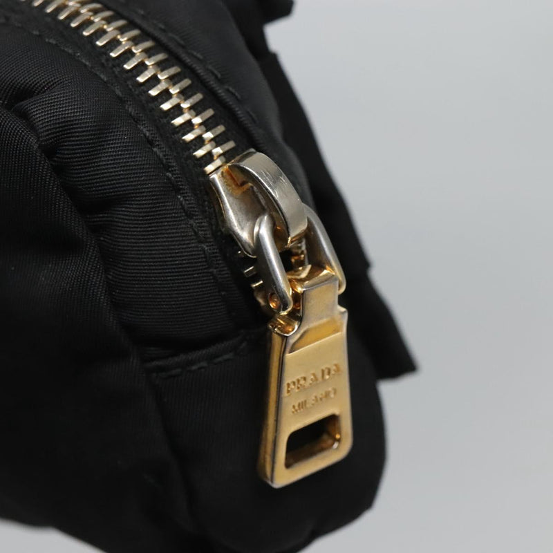 PRADA Pouch Nylon Black Gold Auth ac3805