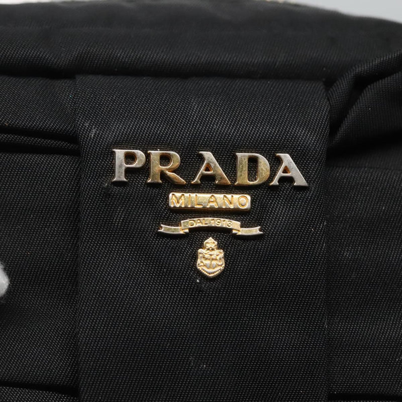 PRADA Pouch Nylon Black Gold Auth ac3805