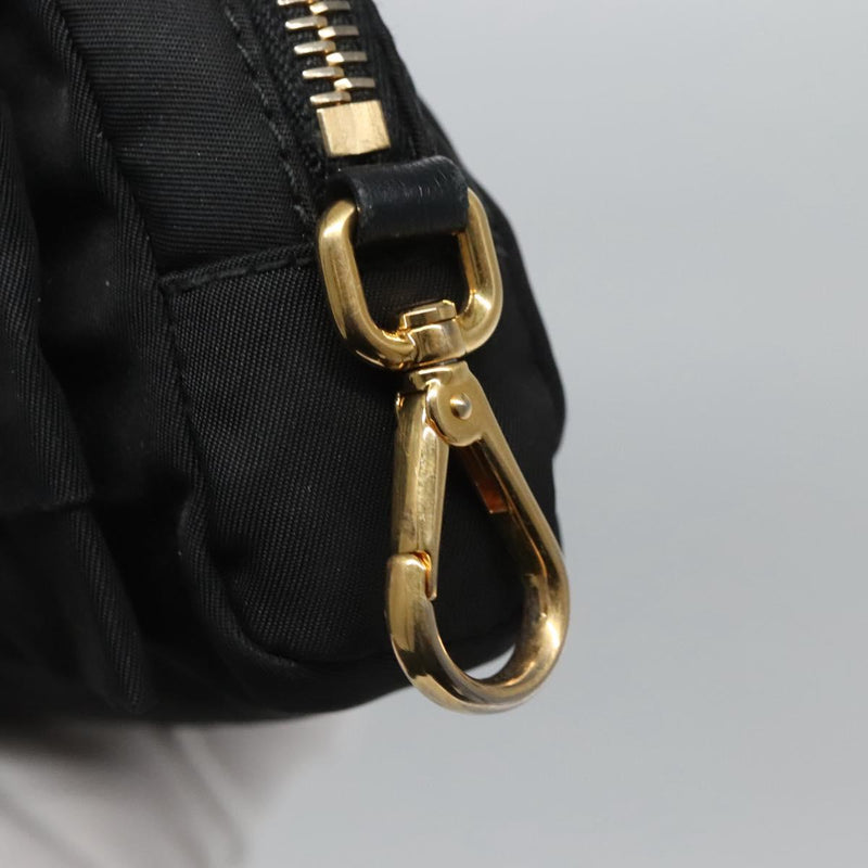 PRADA Pouch Nylon Black Gold Auth ac3805
