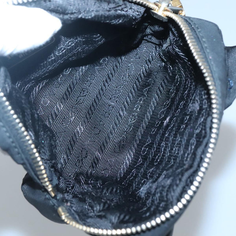 PRADA Pouch Nylon Black Gold Auth ac3805