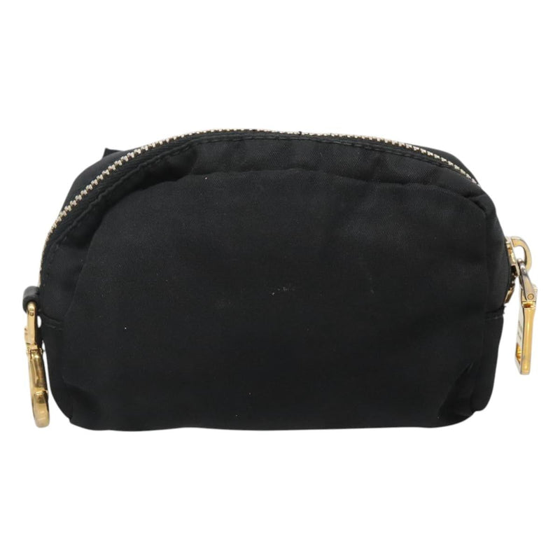 PRADA Pouch Nylon Black Gold Auth ac3805