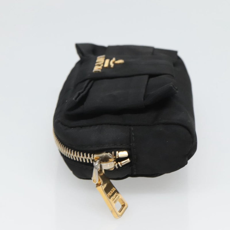 PRADA Pouch Nylon Black Gold Auth ac3805