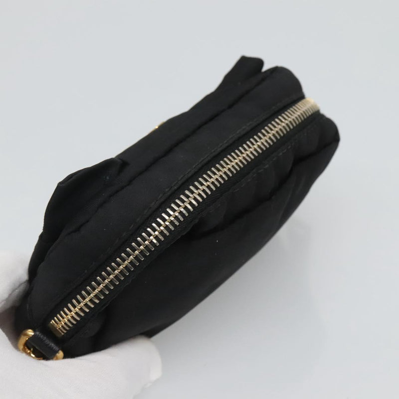 PRADA Pouch Nylon Black Gold Auth ac3805