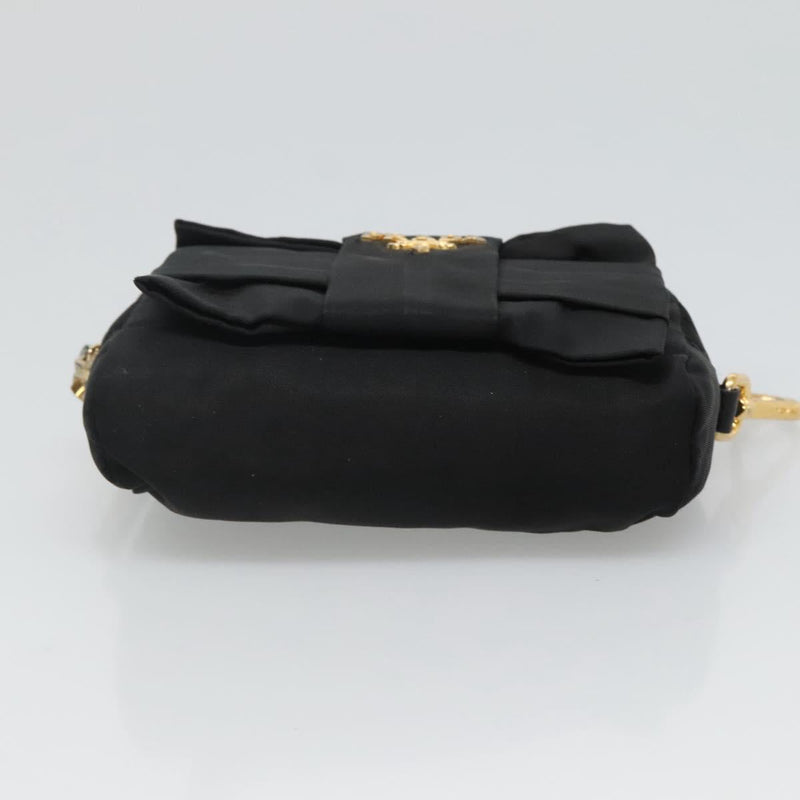 PRADA Pouch Nylon Black Gold Auth ac3805