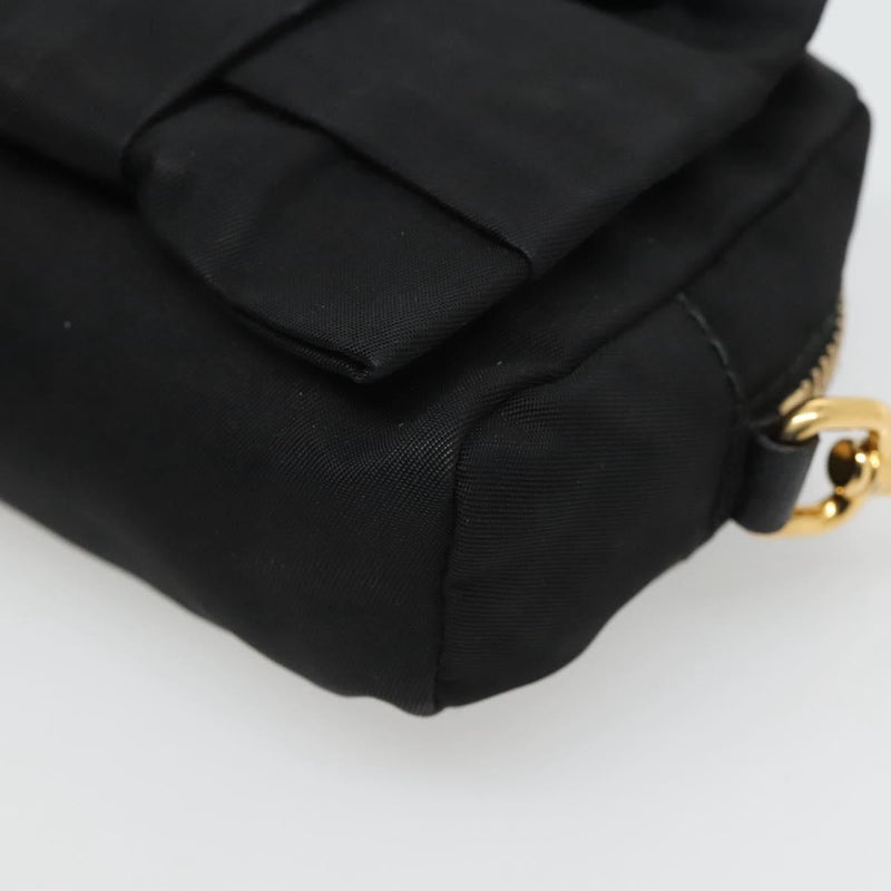 PRADA Pouch Nylon Black Gold Auth ac3805