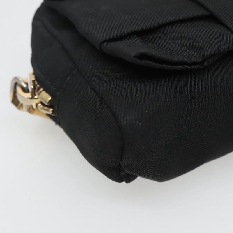 PRADA Pouch Nylon Black Gold Auth ac3805