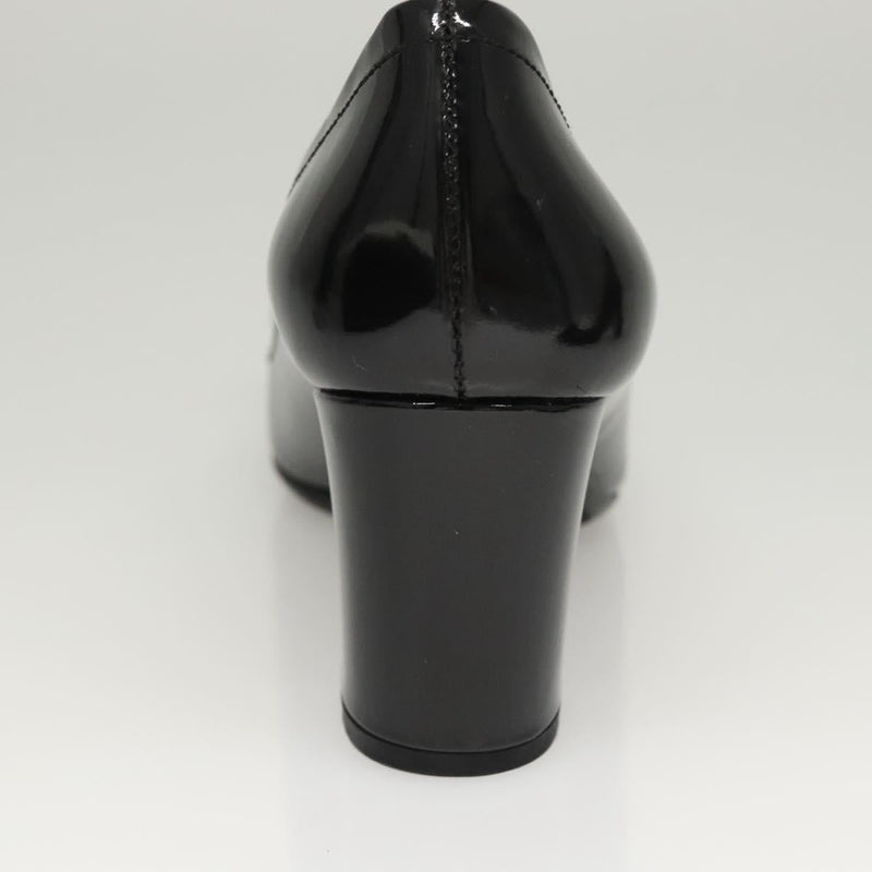 PRADA High Heels Leather 36 1/2 Black Auth ac3811