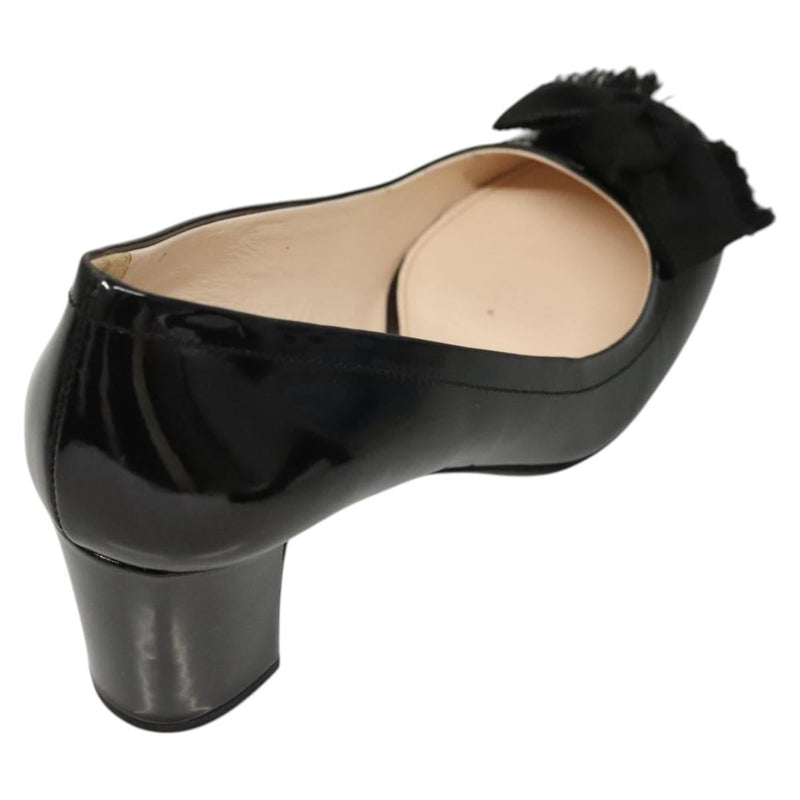 PRADA High Heels Leather 36 1/2 Black Auth ac3811