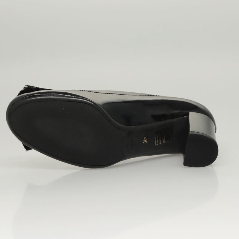 PRADA High Heels Leather 36 1/2 Black Auth ac3811